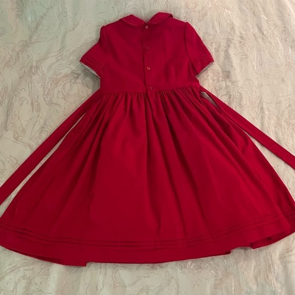 Luli & Me Girls 6 Smocked Floral Red Dress - Picture 8 of 13